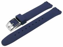 Watch strap Maywood 17mm dark blue synthetics smooth suitable for SWATCH by MEYHOFER (width of buckle 16 mm)