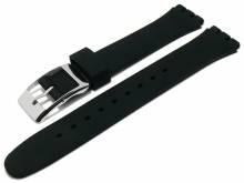 Watch strap Maywood 17mm black synthetics smooth suitable for SWATCH by MEYHOFER (width of buckle 16 mm)