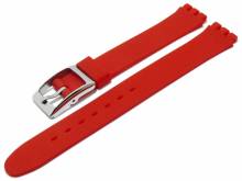 Watch strap Huntley 12mm red synthetics smooth suitable for SWATCH by MEYHOFER (width of buckle 12 mm)