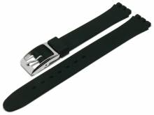 Watch strap Huntley 12mm black synthetics smooth suitable for SWATCH by MEYHOFER (width of buckle 12 mm)