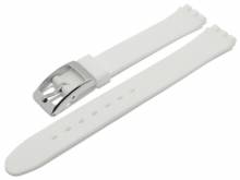 Watch strap Huntley 12mm white synthetics smooth suitable for SWATCH by MEYHOFER (width of buckle 12 mm)
