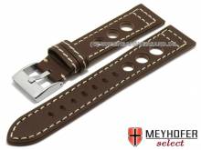 Watch strap Pergusa 24mm dark brown leather racing look light stitching by MEYHOFER (width of buckle 22 mm)