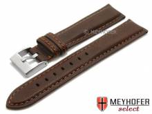 Watch strap Aguada 24mm brown leather smooth stitched by MEYHOFER (width of buckle 22 mm)