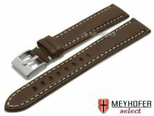 Watch strap XL San Jos� 18mm dark brown leather grained light stitching by MEYHOFER (width of buckle 16 mm)
