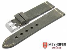 Watch strap Riverside 24mm grey leather vintage look light stitching by MEYHOFER (width of buckle 22 mm)