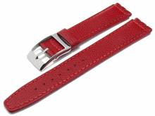 Watch strap Hanford 17mm red leather grained suitable for SWATCH by MEYHOFER (width of buckle 18 mm)