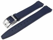 Watch strap Cedarburg 17mm dark blue leather smooth suitable for SWATCH by MEYHOFER (width of buckle 16 mm)