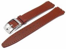 Watch strap Cedarburg 17mm brown leather smooth suitable for SWATCH by MEYHOFER (width of buckle 16 mm)