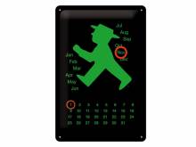 Deko-Blechschild / Retro-Reklameschild Ampelmann grün mit Kalendar schwarz/grün 30 x 20cm von Nostalgic-Art