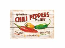 Deko-Blechschild / Retro-Reklameschild Chili Peppers beige/rot 20 x 30cm von Nostalgic-Art