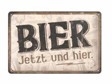 Deko-Blechschild / Retro-Reklameschild Bier jetzt und hier - Special Edition braun 20 x 30cm Nostalgic-Art