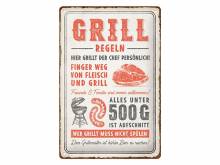 Deko-Blechschild / Retro-Reklameschild Grillregeln beige/rot 30 x 20cm von Nostalgic-Art