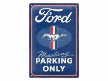 Deko-Blechschild / Retro-Reklameschild Ford Mustang - Parking Only blau/weiß 30 x 20cm von Nostalgic-Art