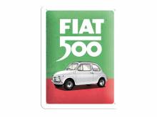 Deko-Blechschild / Retro-Reklameschild Fiat 500 - Italian Colours grün/rot 20 x 15cm von Nostalgic-Art