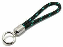 Schlüsselanhänger Maat lang Synthetik schwarz/grün Segel-Tampen geflochten mit Karabiner-Ring