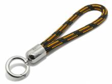 Schlüsselanhänger Maat lang Synthetik schwarz/goldfarben Segel-Tampen geflochten mit Karabiner-Ring