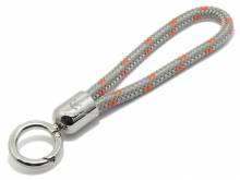 Schlüsselanhänger Maat lang Synthetik grau/orange Segel-Tampen geflochten mit Karabiner-Ring