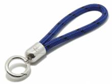 Schlüsselanhänger Maat lang Synthetik blau/braun Segel-Tampen geflochten mit Karabiner-Ring