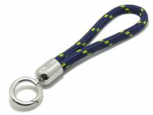 Schlüsselanhänger Maat lang Synthetik navy/signalgelb Segel-Tampen geflochten mit Karabiner-Ring