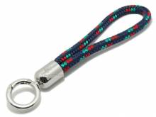 Schlüsselanhänger Maat lang Synthetik navy/rot/grün Segel-Tampen geflochten mit Karabiner-Ring