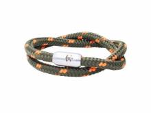 Schmuck-Armband Neuland in Sicht oliv/orange Segel-Tampen 2fach geflochten Magnet-Verschluss - Bandlänge ca. 21cm