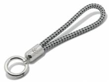 Schlüsselanhänger Skipper Synthetik hellgrau/schwarz Segel-Tampen geflochten mit Karabiner-Ring