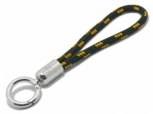 Schlüsselanhänger Skipper Synthetik schwarz/goldfarben Segel-Tampen geflochten mit Karabiner-Ring