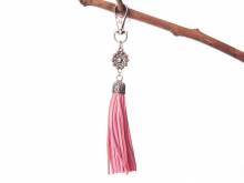 Schlüsselanhänger/Taschenanhänger Zeeland Knoten Synthetik/Metall pink/silberfarben handgemacht mit Karabinerhaken