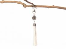 Schlüsselanhänger/Taschenanhänger Zeeland Knoten Synthetik/Metall weiß/silberfarben handgemacht mit Karabinerhaken