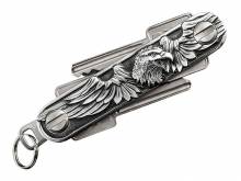 SALE: Schlüssel-Manager/Key-Organizer Flügelwerk Metall silberfarben Antik-Look 3D-Optik von SCHLÜSSELWERK