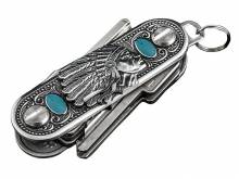 SALE: Schlüssel-Manager/Key-Organizer Indianerwerk Metall silberfarben/türkis Antik-Look 3D-Optik von SCHLÜSSELWERK