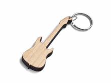 Schlüsselanhänger/Taschenanhänger E-Gitarre Ahorn-Holz hellbraun handgemacht mit Schlüsselring