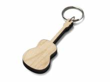 Schlüsselanhänger/Taschenanhänger Gitarre Ahorn-Holz hellbraun handgemacht mit Schlüsselring