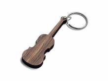 Schlüsselanhänger/Taschenanhänger Violine Wallnuss-Holz dunkelbraun handgemacht mit Schlüsselring