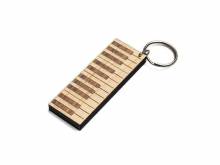 Schlüsselanhänger/Taschenanhänger Piano Ahorn/Wallnussholz hellbraun/dunkelbraun handgemacht mit Schlüsselring
