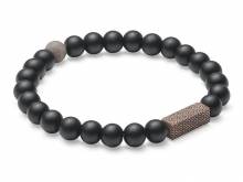 Schmuck-Armband schwarz Naturstein/Ahornholz elastisch modisch - Bandlänge ca. 20cm