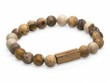 Schmuck-Armband hellbraun Naturstein/Zebranoholz elastisch modisch - Bandlänge ca. 20cm