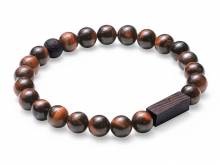 Schmuck-Armband rotbraun Naturstein/Wengeholz elastisch modisch - Bandlänge ca. 20cm