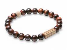 Schmuck-Armband rotbraun Naturstein/Buchenholz elastisch modisch - Bandlänge ca. 20cm