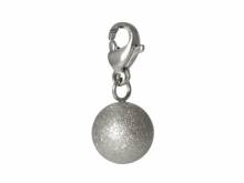 Dekorativer Charm-Anhänger Kugel Edelstahl silberfarben diamantiert mit Karabinerhaken von Style Republic