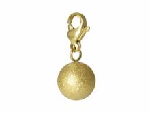 Dekorativer Charm-Anhänger Kugel Edelstahl goldfarben diamantiert mit Karabinerhaken von Style Republic