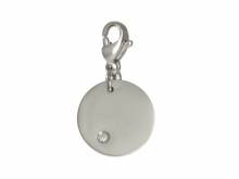 Dekorativer Charm-Anhänger Plättchen Edelstahl silberfarben Zikonia-Stein mit Karabinerhaken von Style Republic