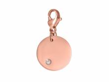 Dekorativer Charm-Anhänger Plättchen Edelstahl rosgoldfarben Zikonia-Stein mit Karabinerhaken von Style Republic