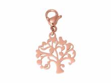 Dekorativer Charm-Anhänger Baum Edelstahl rosgoldfarben mit Karabinerhaken von Style Republic