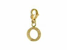 Dekorativer Charm-Anhänger Kreis offen Edelstahl goldfarben Zikonia-Steine mit Karabinerhaken von Style Republic