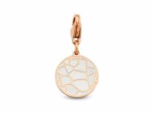 Dekorativer Charm-Anhänger Round Edelstahl rosgoldfarben emailliert mit Karabinerhaken von CO88 Collection 