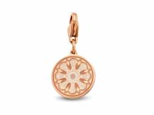 Dekorativer Charm-Anhänger Blume Edelstahl rosgoldfarben emailliert mit Karabinerhaken von CO88 Collection 