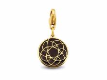 Dekorativer Charm-Anhänger Round Edelstahl goldfarben emailliert mit Karabinerhaken von CO88 Collection 