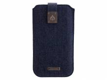 Exklusive Hülle Milano für Handy & Smartphone z.B. iPhone Textil Jeans dunkelblau von 5,2