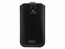Exklusive Hülle Milano für Handy & Smartphone z.B. Samsung Feinsynthetik lederähnlich schwarz für 5,2